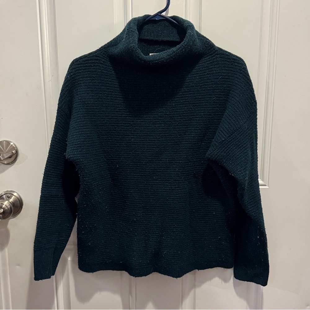 Madewell Elegant Deep Teal Turtleneck Sweater Wool Blend Size S